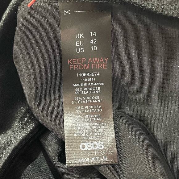 NWOT ASOS Velvet Halter Cross Front Mini Dress - Black - US 10 - Picture 8 of 9